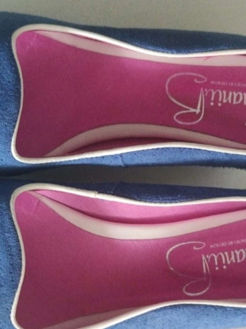 Chanii B Womens 38/7-7.5 Two Tone Blue and Pink Open Toe Suede Leather Heels - Picture 10 of 16